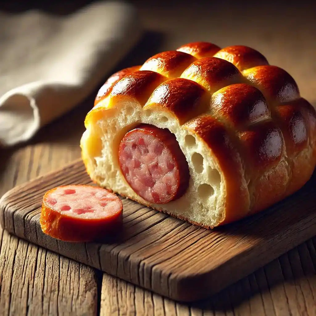 présentation d'un saucisson brioché